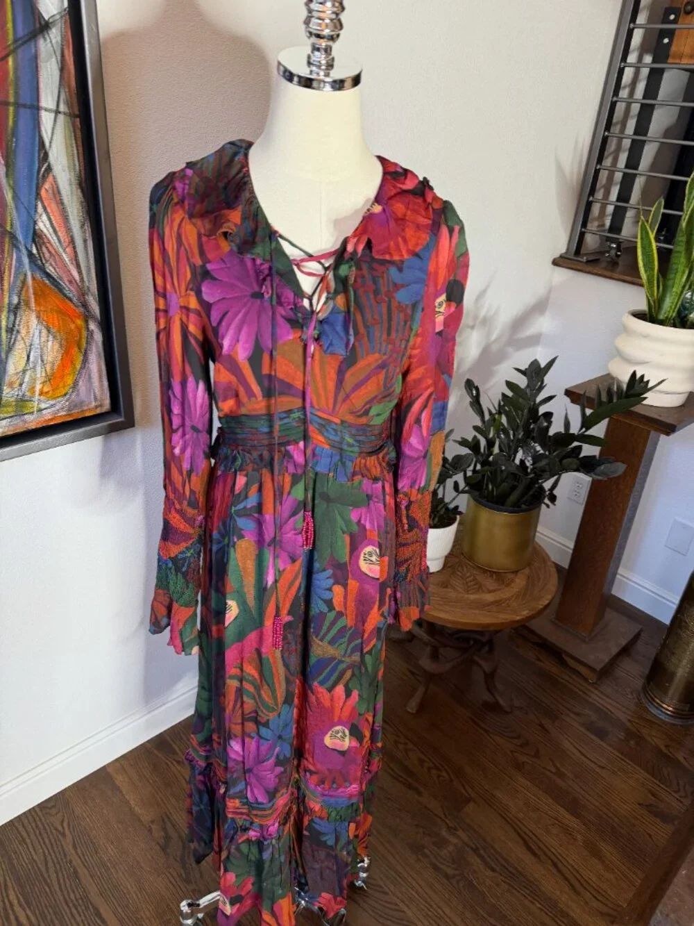 β¨ NWT FARM Rio "Bird Flowers" Maxi Dress β SOLD OUT Print β Size M NEWβ¨ - Picture 15 of 16
